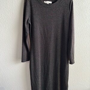 LOFT Rainbow Sequins Ribbed Long Sleeve Dress